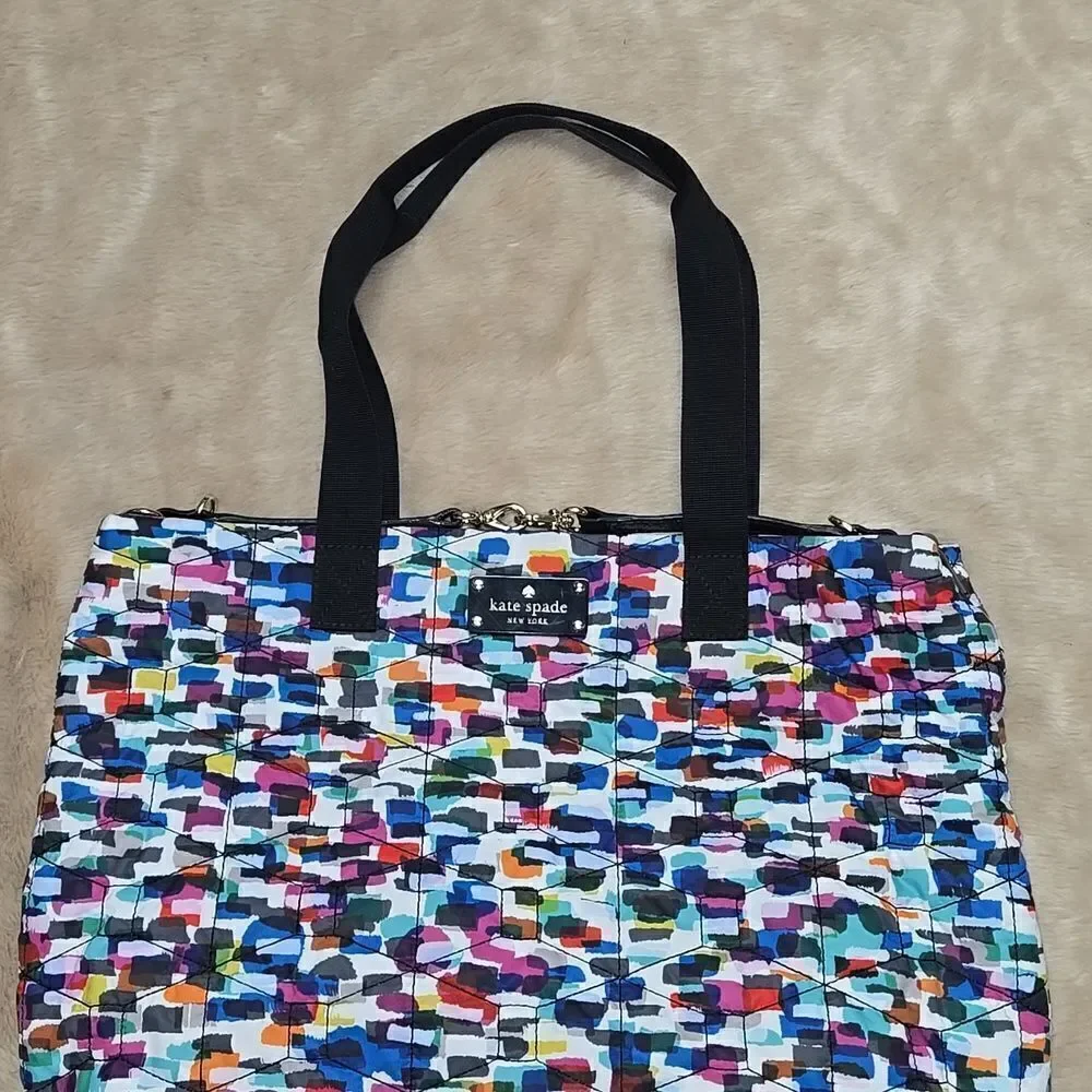 Kate Spade Signature Spade Quilted Bon Shopper Diaper Bag/ Tote Bag